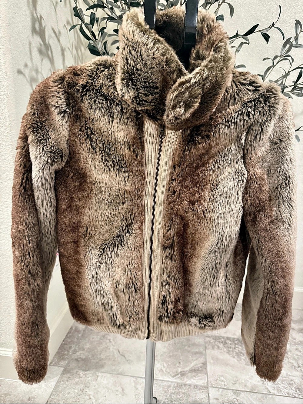 Sanctuary Everest Faux Fur Bomber Jacket Brown Size Small